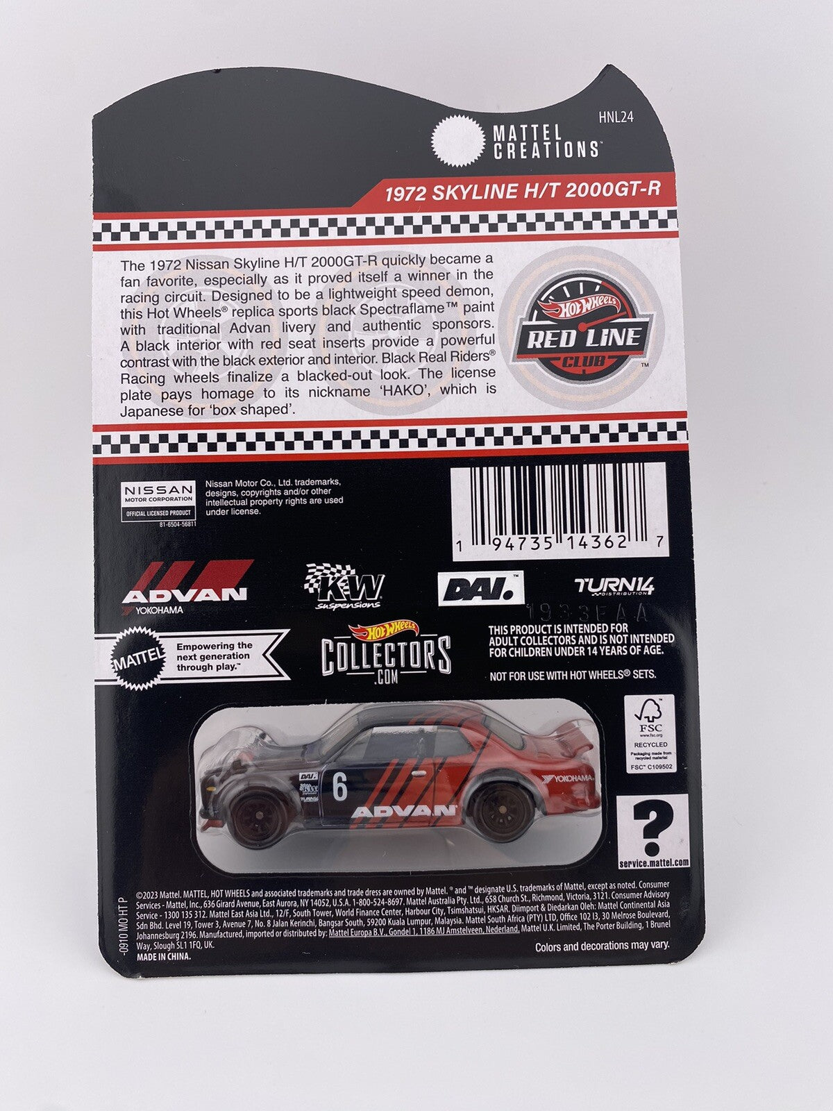 1972 Skyline H/T 2000GT R   ADVAN Livery   2024 Hot Wheels RLC3