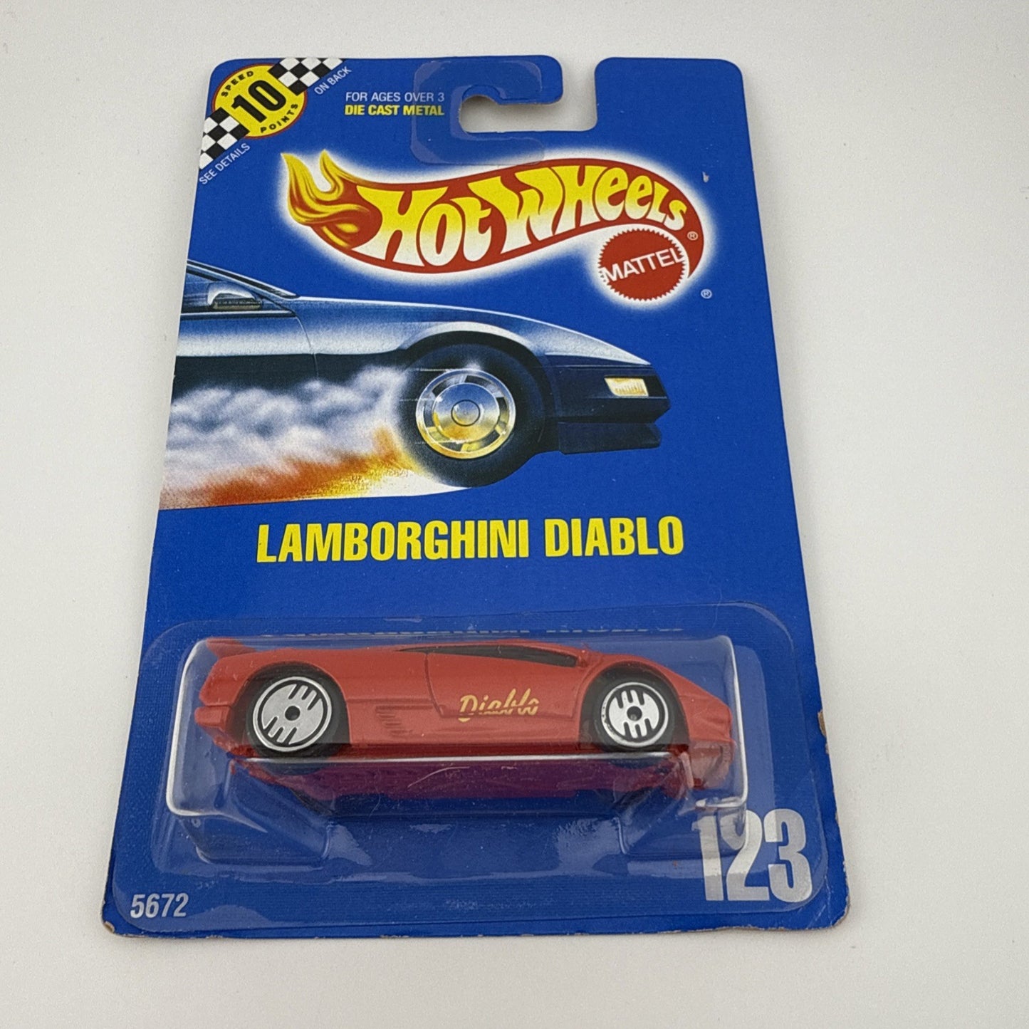 Hot Wheels Mattel Lamborghini Diablo Red #123 In Protector   Corner Issues1