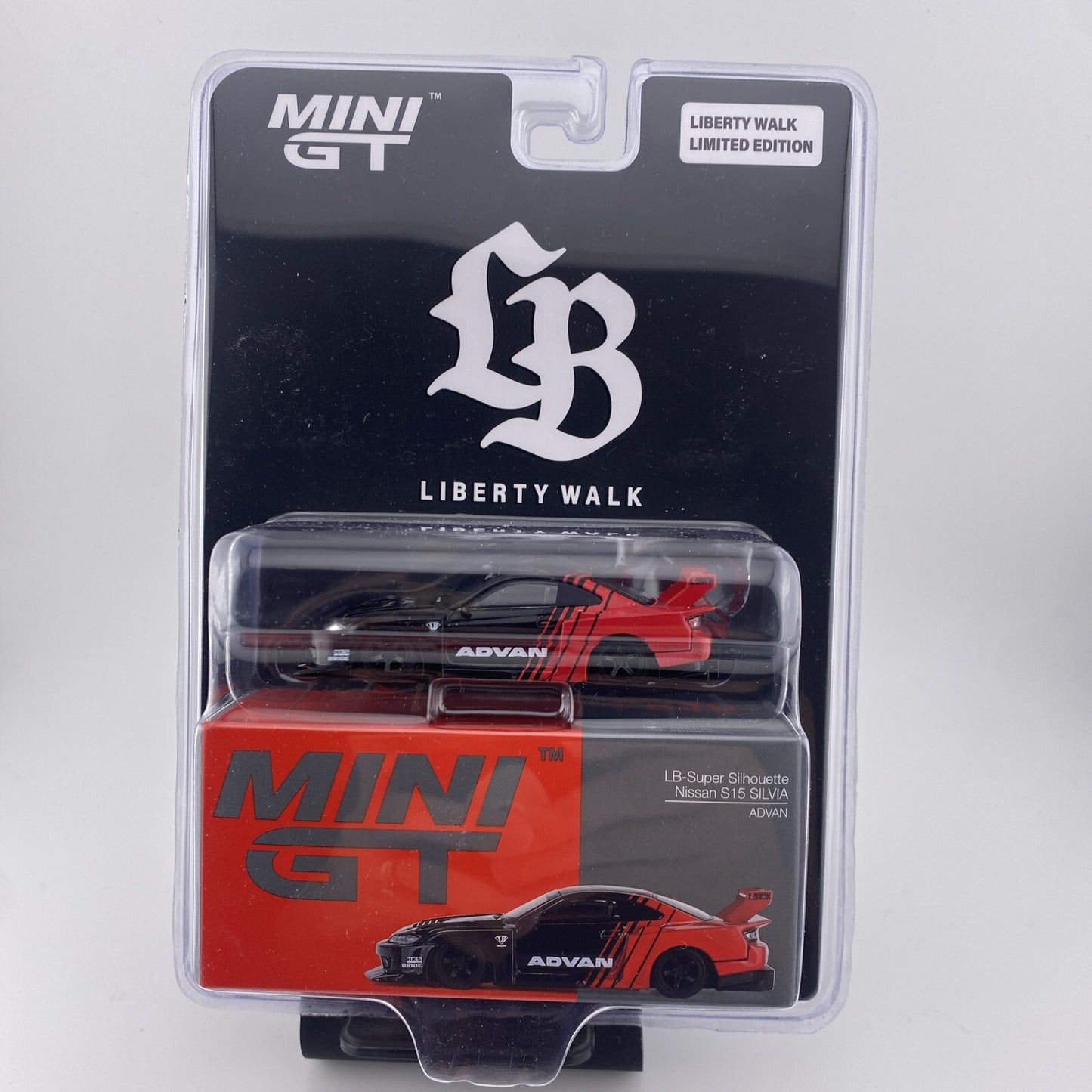 LBWK Packaging   Nissan Silvia LB Super Silhouette Works Advan   Mini GT 006491