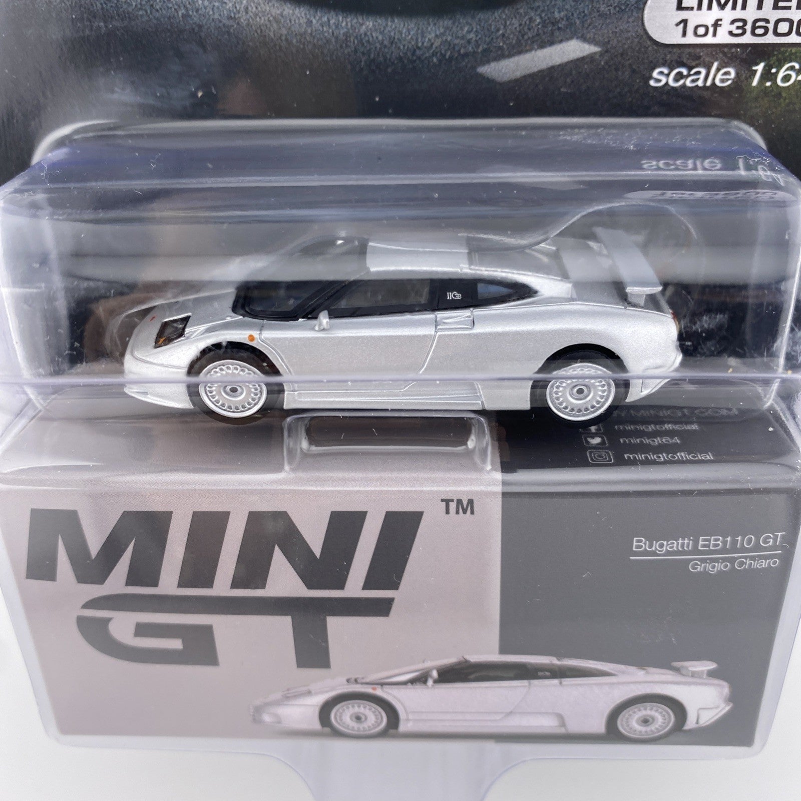 Bugatti EB110 GT Grigio Chiaro   Mini GT MGT 007042
