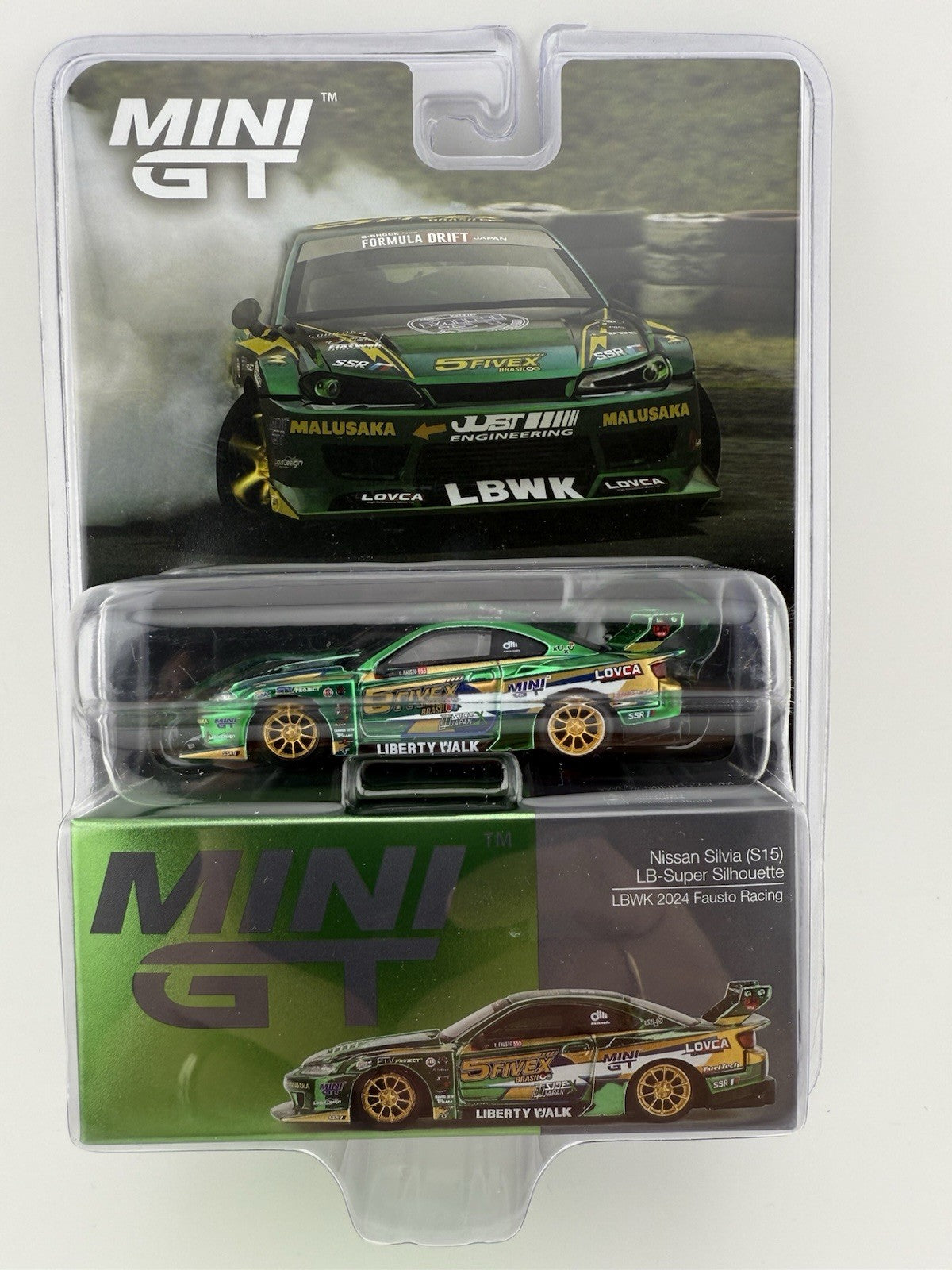 Nissan Silvia (S15) LB Super Silhouette Works Chrome Green   Mini GT MGT 008581